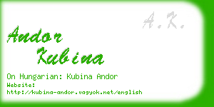 andor kubina business card